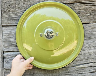 Up-cycled Enamel Wall Light | Large Vintage Repurposed Pan Lid Sconce