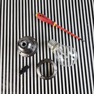 Glödlampssockelsats i vintagestil | Pärlsvart metall med 2 ringar | Gör-det-själv-lampdelar