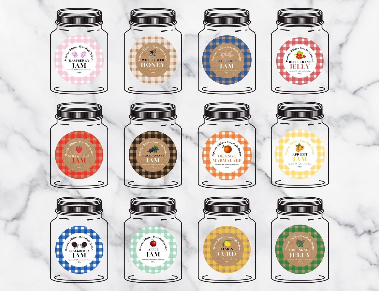 Jam Labels Bundle Jam Label Set Editable Labels Pack Etsy