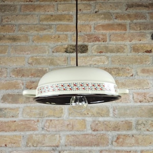 Up-cycled Enamel Pendant Light | Vintage Repurposed Floral Salad Bowl Lamp