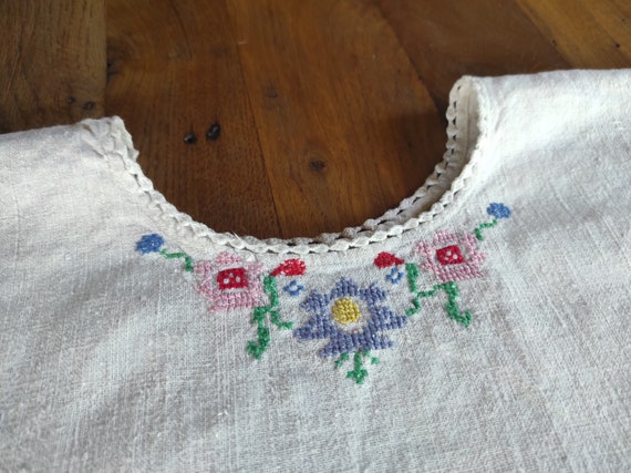 Vintage Linen Floral Blouse | Cross Stitch Embroi… - image 8