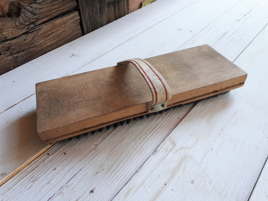 Vintage Wooden Boot Brush Antique Cleaning Tool Striped Etsy