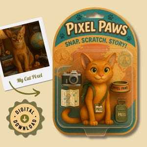 Benutzerdefinierte Haustier Porträt Actionfigur | Personalisierte Haustier Spielzeug Andenken | Benutzerdefinierte Katzen oder Hundefigur | Einzigartiges Haustier Geschenk Retro Boxed Spielzeug Stil