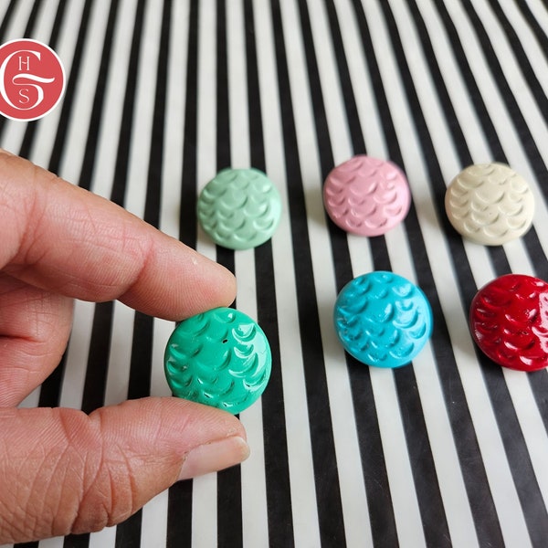 Mismatched Up Cycled Vintage Buttons | Set of 6 x 50s Hand-Pressed Czech Glass Art Deco Shank Buttons | Mixed Pack of Coloured Buttons