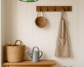 Up Cycled Enamel Light | Tilted Vintage Metal Pendant Shade | Bottle Green Bowl Light | Repurposed 50s Kitchen Light | Black Textile Cable