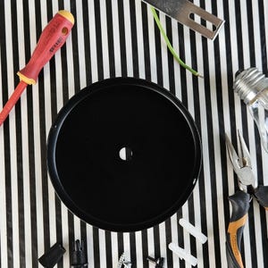 Ceiling Rose Black Metal Canopy 12cm | Pendant Light Ceiling Plate | Wall Light Mount | DIY Lamp Parts