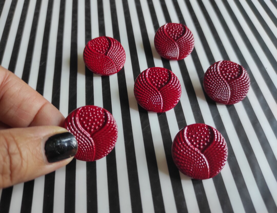 Deco Button Vintage up Cycled 50s Art Deco Buttons | 6 X Hand-pressed Czech Glass ...