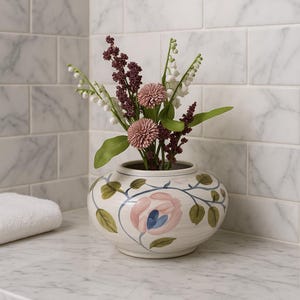 Vintage Ukrainian Floral Vase | LKSF Hand Painted Ceramic Pot