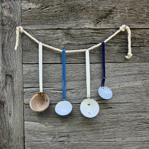Rusty Enamel Ladles | Serving Utensils | Enamel Coated Soup Spoons | Vintage Coloured Serving Ladles | Farmhouse Kitchen Utensils