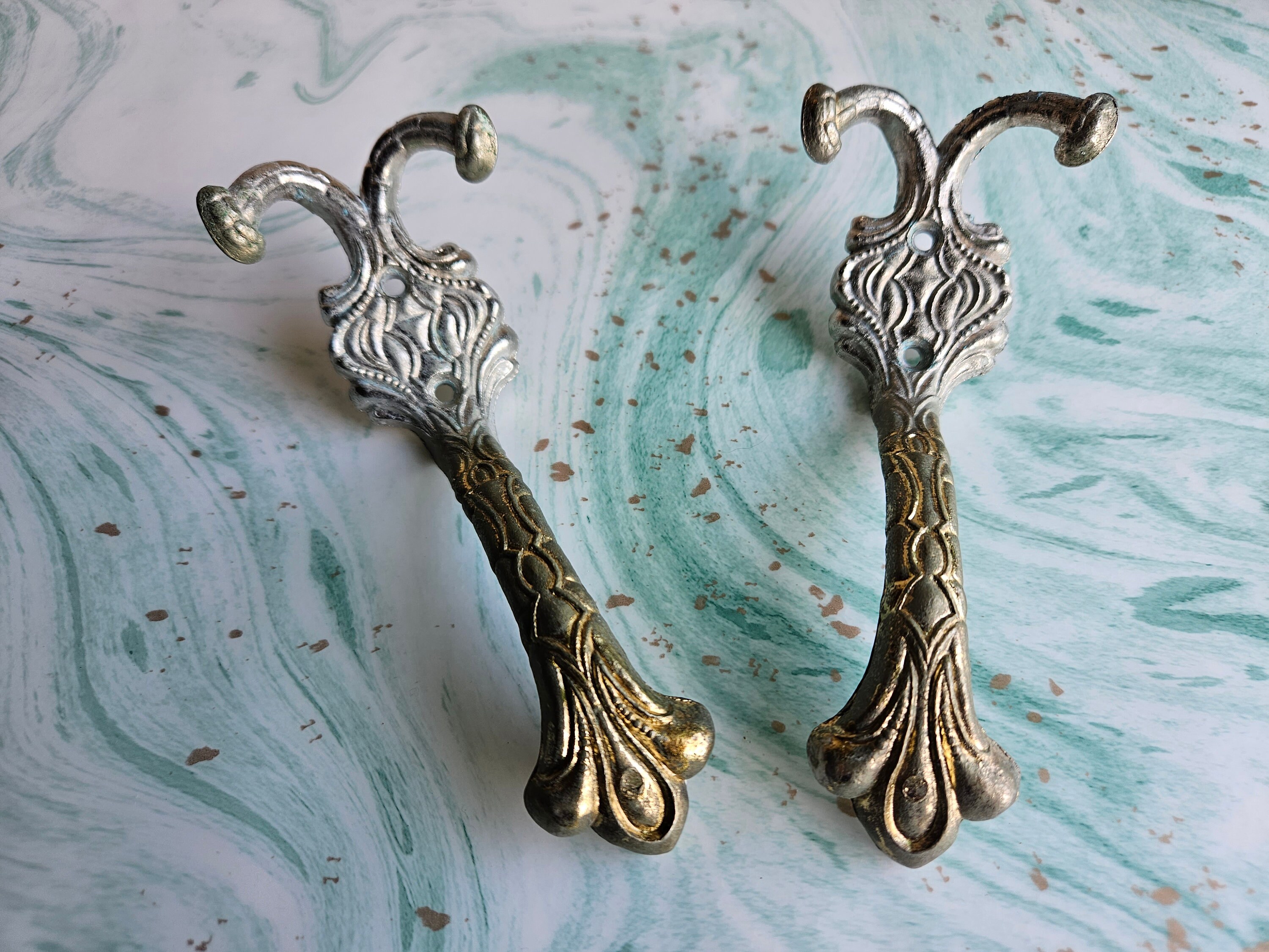 Vintage Single Wall Hooks Gold Silver Metal Double Hook Design Coat and Hat Hook Back of Door Hooks Hollywood Regency Style Etsy