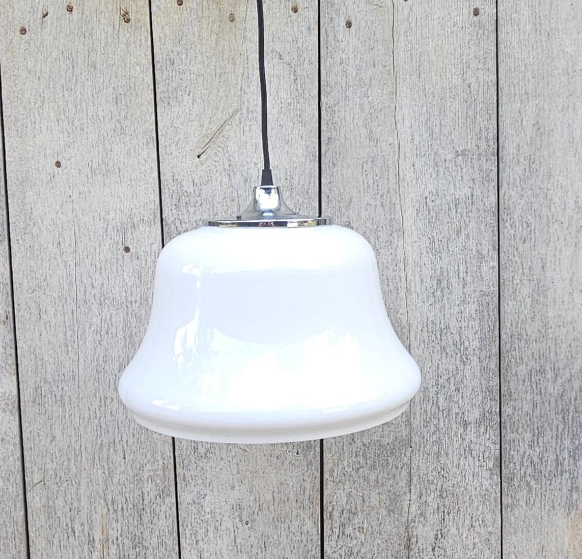 Buy Space Age Meblo Guzzini Opaline Glass Pendant | 1970s Bell