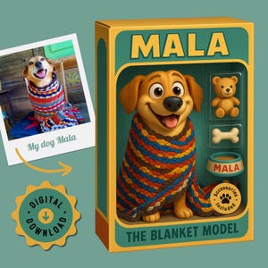Custom Pet Portrait Action Figure | Personalized Pet Toy Keepsake | Custom Cat or Dog Figurine | Unique Pet Gift | Retro Boxed Toy Style