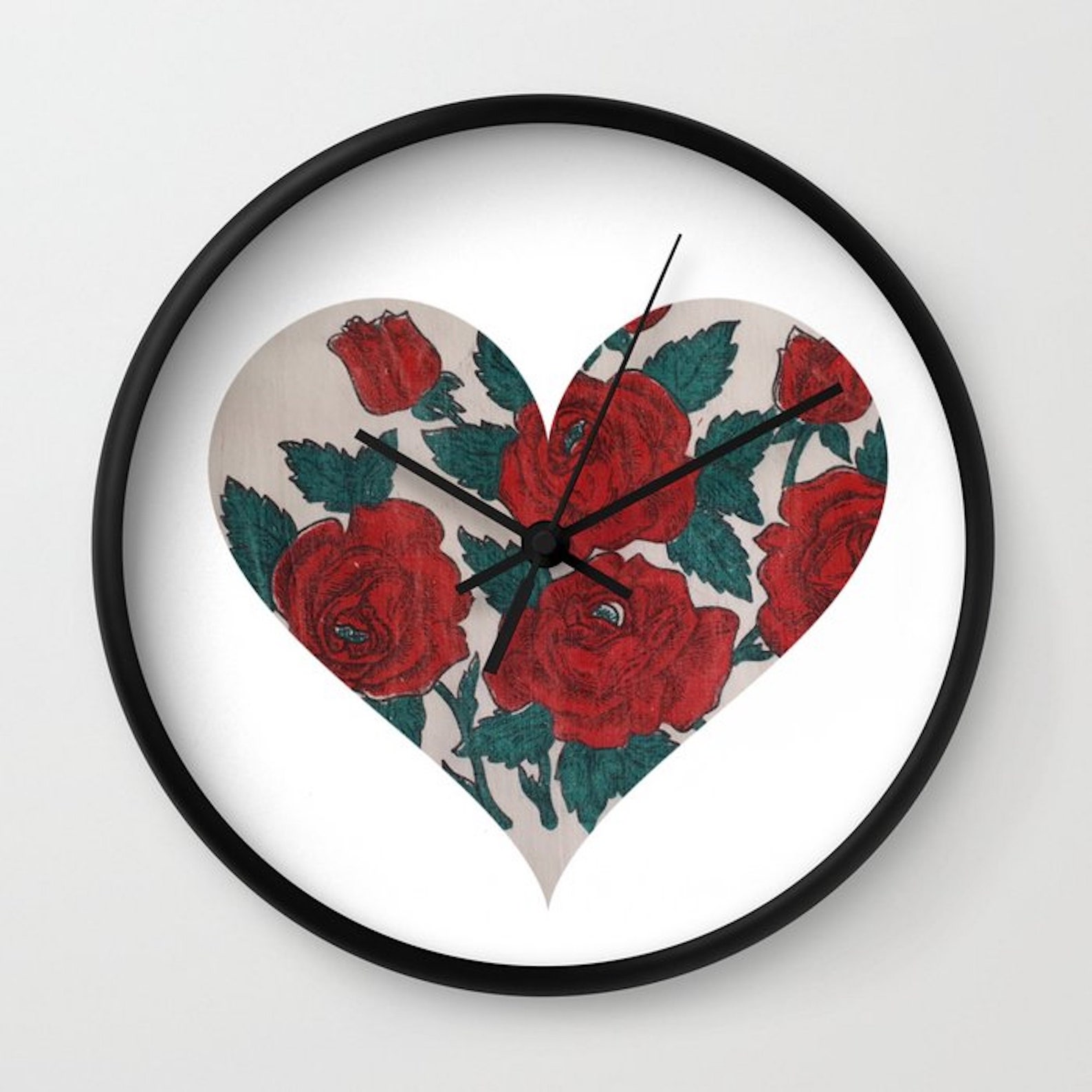 Rose in Heart Wall Clock Quality Wood Wall Clock Boho Wall Etsy