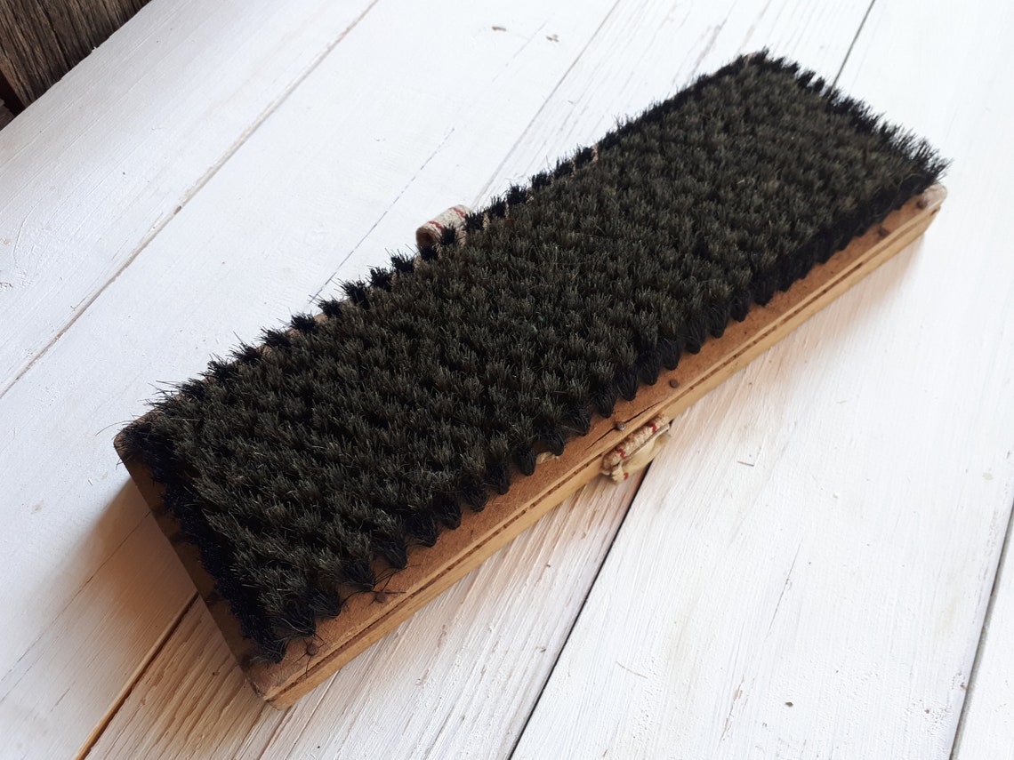 Vintage Wooden Boot Brush Antique Cleaning Tool Striped Etsy