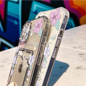 PetalPocketクリアケース – iPhone 7～16 Pro Max用花柄カードスロットホルダーカバー
