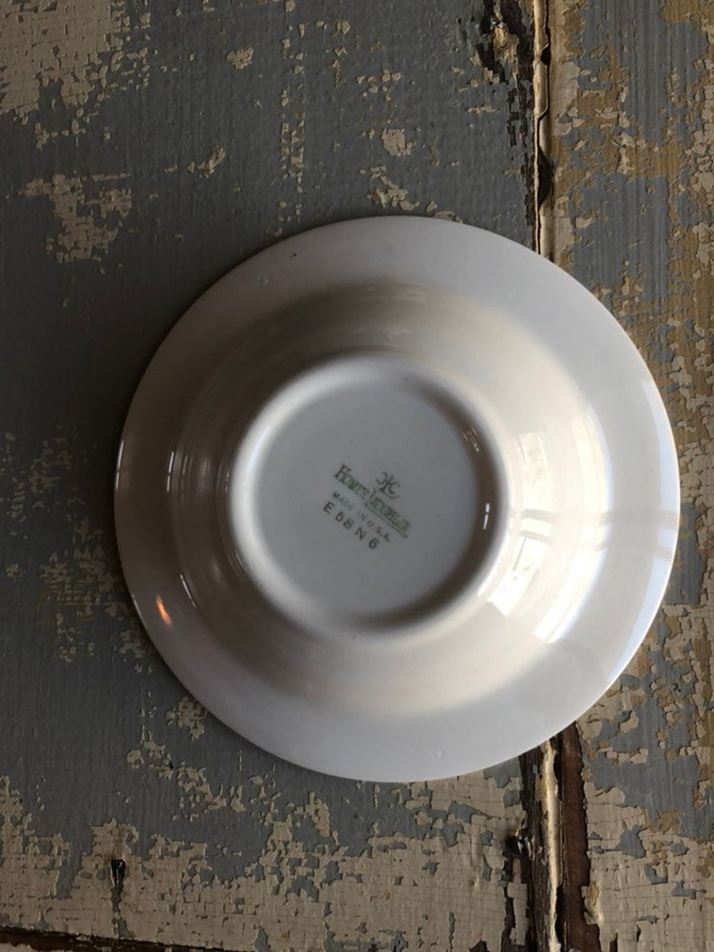 VINTAGE Homer Laughlin Berry Bowl Dessert Bowl Vintage Kitchen Hemlick Pattern Dark Red Rim Farmhouse Style