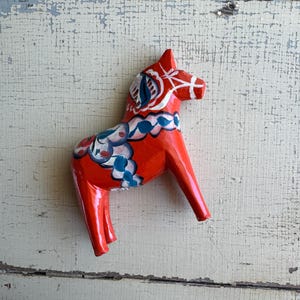 VINTAGE Swedish Orange Dala Horse - Souvenir - Swedish Folk Art - Scandinavian Souvenir- Painted Dalecarlian Horse- Modern Cottage
