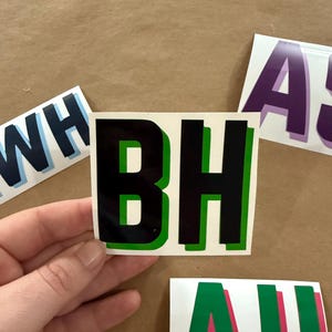 Double Layer Monogram Decal | Monogram Sticker | Two Color Monogram | 3D Shadow Initial Letters | Luggage Sticker | Custom Decal