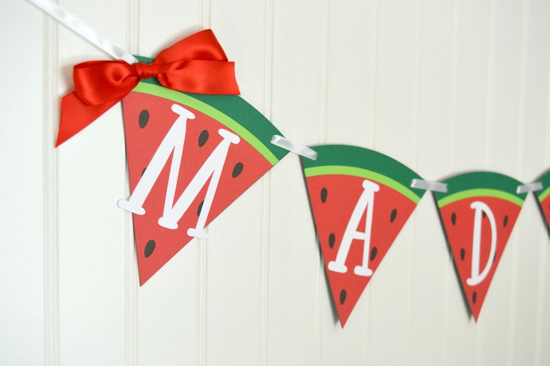 One in a Melon Party Decor Name Banner Watermelon Banner Watermelon First Birthday One in a Melon Banner Watermelon Theme