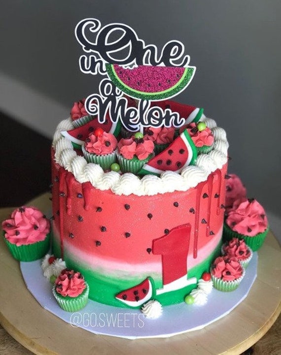 Watermelon Cake Topper Pasteque Premier Anniversaire One Etsy