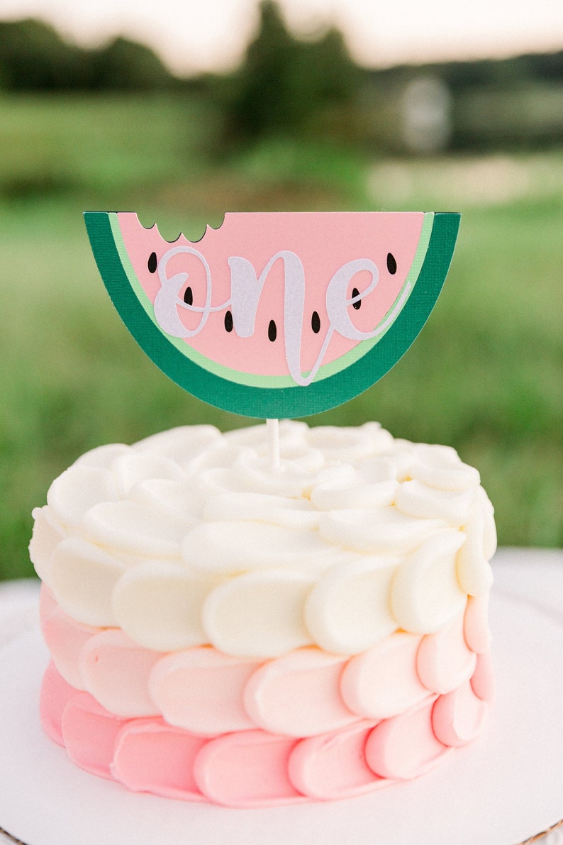 Watermelon Cake Topper One in a Melon First Birthday Tutti Etsy