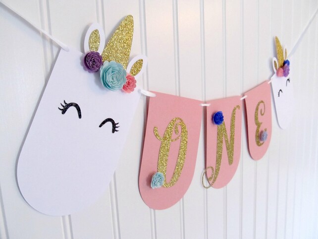 Unicorn High Chair Banner Unicorn First Birthday Unicorn Party