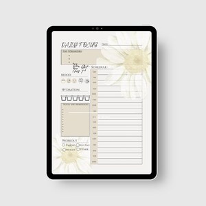 Daily Planner Printable, Undated Daily Schedule PDF, A4  A5 Digital Planner Page, Aesthetic Botanical Daisy Journal Insert