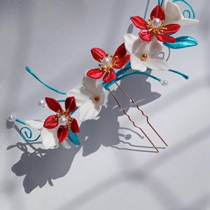 chanhua and clay white floral bridal hairpin