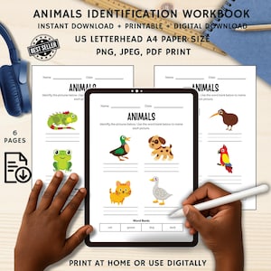 Animal Identification Workbook | Nature Learning Activity for Kids & Adults | Educational Nature Printables | Instant Download | PDF Print