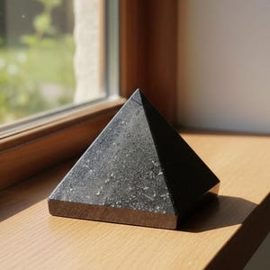 Hematite Certified Pyramid | Natural Healing Stone for Grounding, Protection, Root Chakra Energy Balance & Meditation Decor