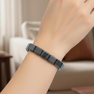 Zwarte magnetische hematietarmband | Sieraden met energiebalans | Pijnverlichting en circulatieboost | Uniseks armband met genezende steen