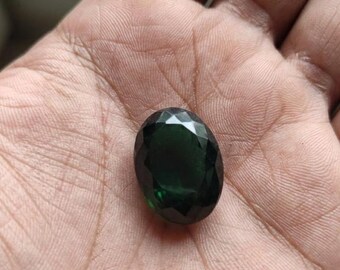 Green Emerald Oval Faceted Loose Gem 40–50 CT | Rich Dark Green Glow | Premium Center Stone For Pendant, Halo Or Cocktail Ring Design