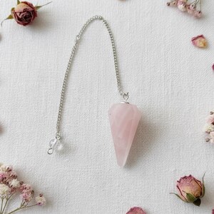 Rose Quartz Crystal Pendulum for Reiki, Love Energy Healing, Meditation, Dowsing, Chakra Balancing & Spiritual Guidance Tool