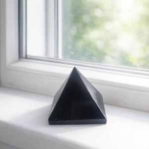 Natural Black Tourmaline Pyramid Stone, Polished Crystal for Grounding and Shielding Intentions, Altar Decor, Crystal Grid Centerpiece