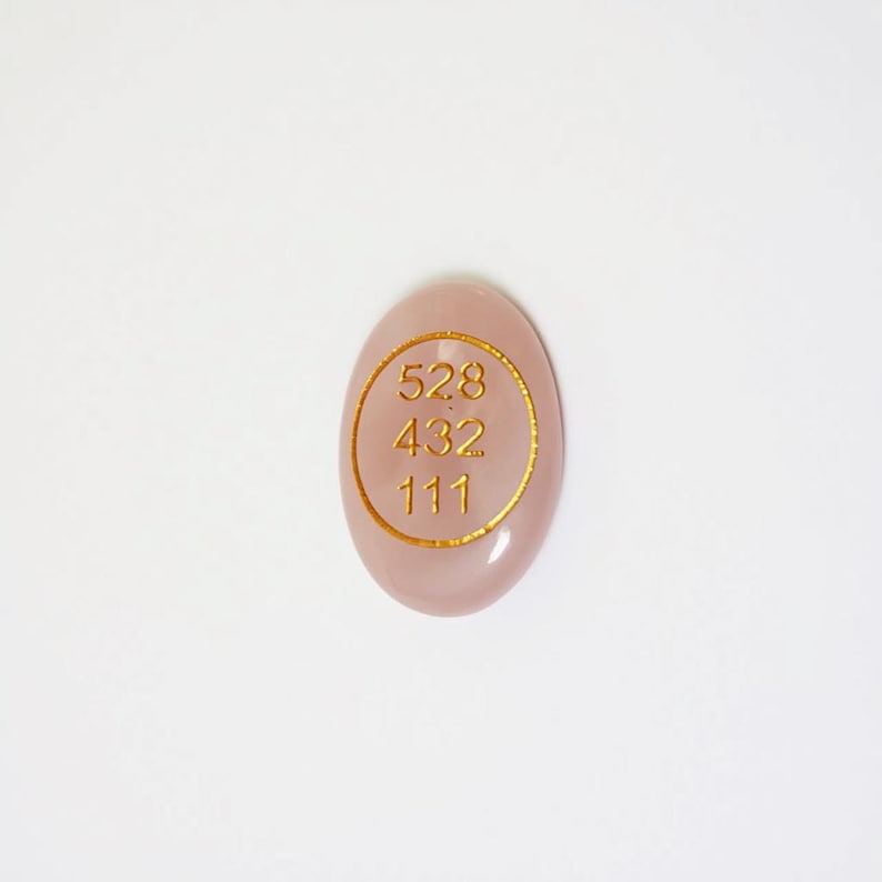 Rose Quartz Worry Stone Love Sigil, 528 432 111 Energy Numbers Crystal for Romance and Self Care, Spiritual Pocket Gift for Her