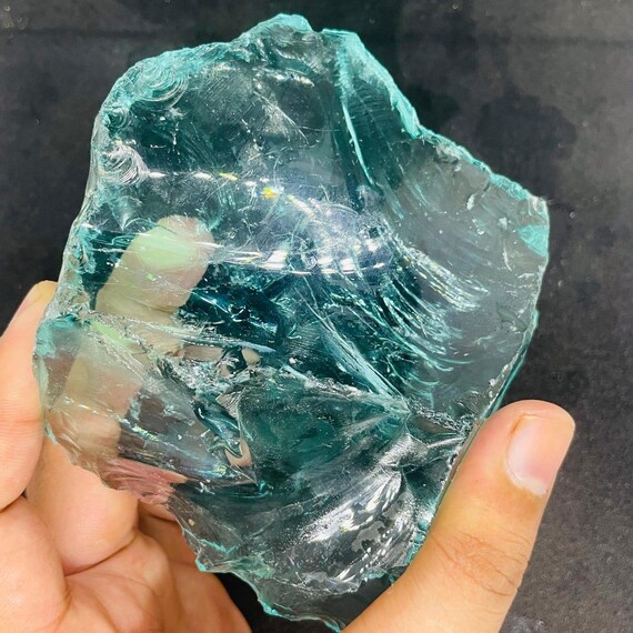 Aqua Blue Obsidian Crystal Chunk 510–625 Ct, Raw Rough Stone for
