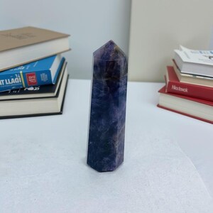 Natural Lepidolite Crystal Tower, Purple Obelisk Wand for Grounded Calm and Intention Setting, Desk Crystal Decor, Healing Gift Idea