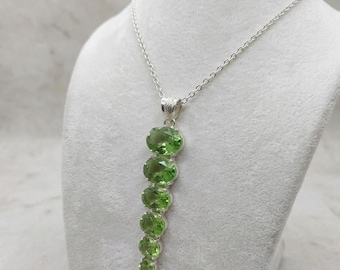 Green Peridot Pendant 50 CT, Sparkling Faceted Stones, Statement Drop Charm, Crystal Energy Jewellery, Birthday Anniversary Present