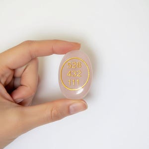 Rose Quartz Love Sigil Pocket Stone, 528 432 111 Energy Code Crystal for Heart Healing Intentions, Bridesmaid Gift, Altar Decor