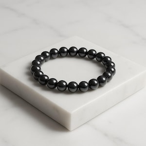 Magnetic Hematite Bracelet | Natural Stone Healing Jewellery | Grounding Energy Protection Beaded Bracelet for Men & Women