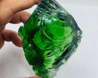 Natural Green Obsidian 1250-1350CT Raw Chunk, Bright Green Volcanic Glass For Cutting Projects, Mineral Display, Unique Gift Idea