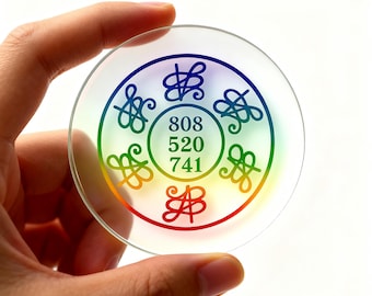 Rainbow Sacred Geometry Plate | Healing Energy Disk | Chakra Balancing Grid | Handmade Spiritual Decor | Vibrational Frequency Tool