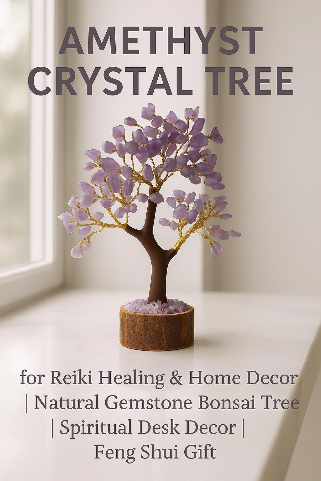 Amethyst Crystal Tree of Life | Natural Gemstone Money Tree for Peace ...