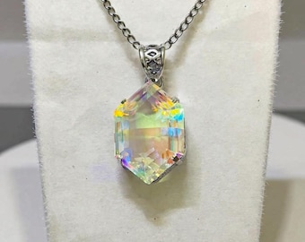 Mystic Topaz Duchess Pendant – Rainbow Crystal Necklace 50-60Ct – Sterling Silver Aura Gemstone Jewellery – Chakra Healing Gift for Women