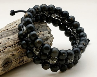 Natural Black Onyx Beaded Bracelet | Protection & Grounding Crystal | Unisex Stretch Bracelet | Healing Gemstone Jewelry | Spiritual Gift