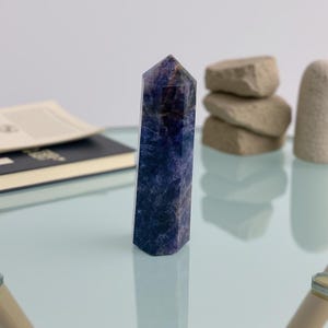 Lepidolite Obelisk Crystal Wand, Purple Tower Point for Stress Reset and Self Care Rituals, Reiki Meditation Tool, Housewarming Gift