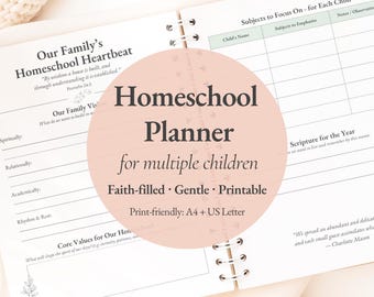 Printable Homeschool Planner for Multiple Children | Charlotte Mason Inspired Christian Home Education Organizer