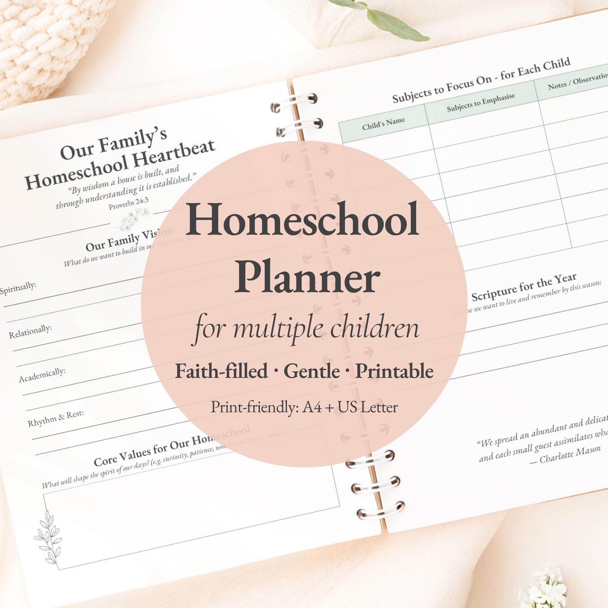 Printable Homeschool Planner for Multiple Children | Charlotte Mason ...
