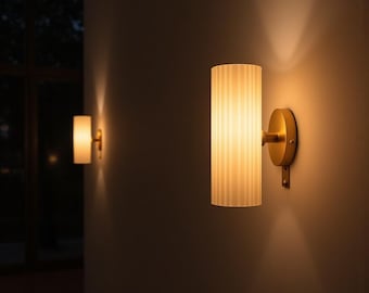 Handmade Frosted Glass Wall Sconce: Hand Blown Glass Wall Lamp Brass Finish Wall Sconce Modern Wall Light Fixture Bedside Wall Lighting