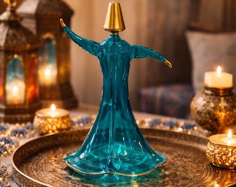 Hand Blown Glass Whirling Dervish Ornament with 14K gold | Islamic Home Decor | Ramadan Table Decoration | Modern Islamic Gift
